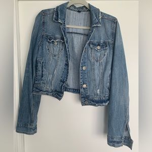 American Eagle blue Jean distressed short/cropped (not oversized) jacket. Size M